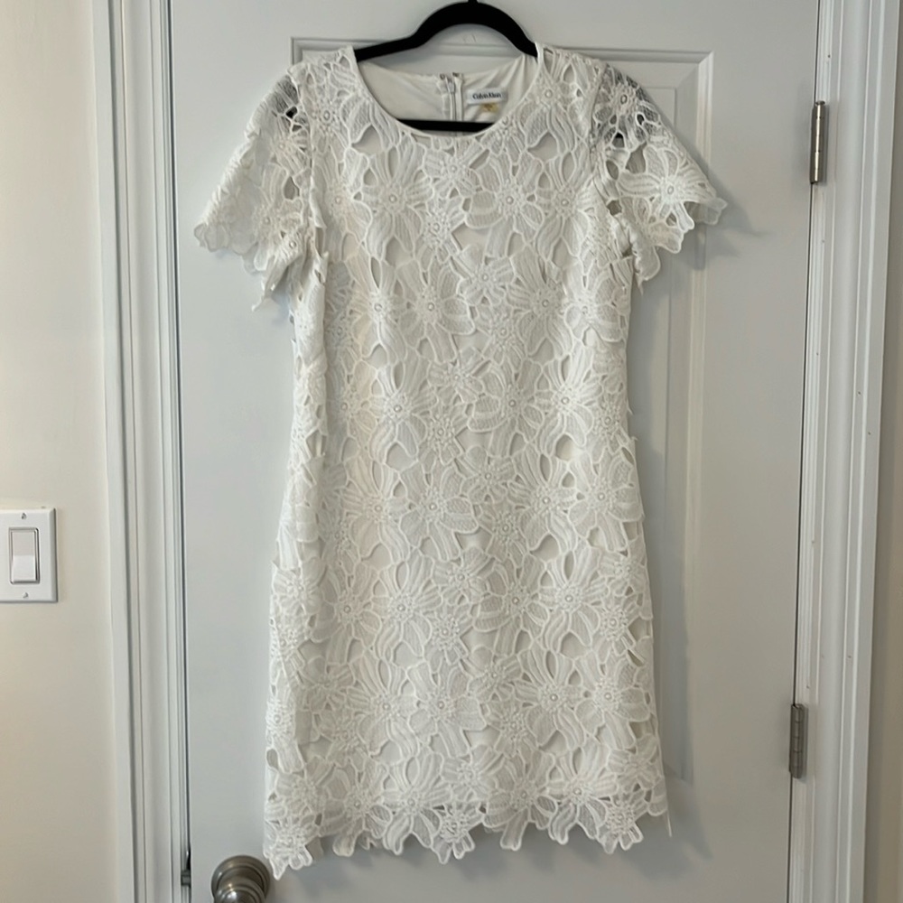 White lace mini dress